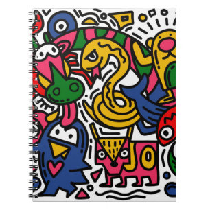 Carnet Illustration vintage de Doodle, dessin animé