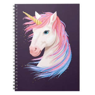Carnet Illustration vintage de la licorne mignonne avec o