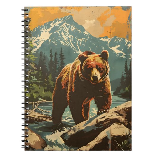 Carnet Illustration vintage de l'ours Brown (Devant)