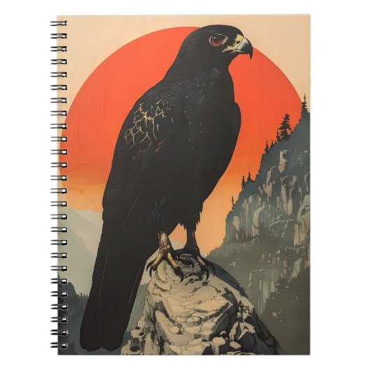 Carnet Illustration vintage du Faucon noir (Devant)