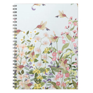 Carnet Illustration Vintage du Jardin Floral aux colibris
