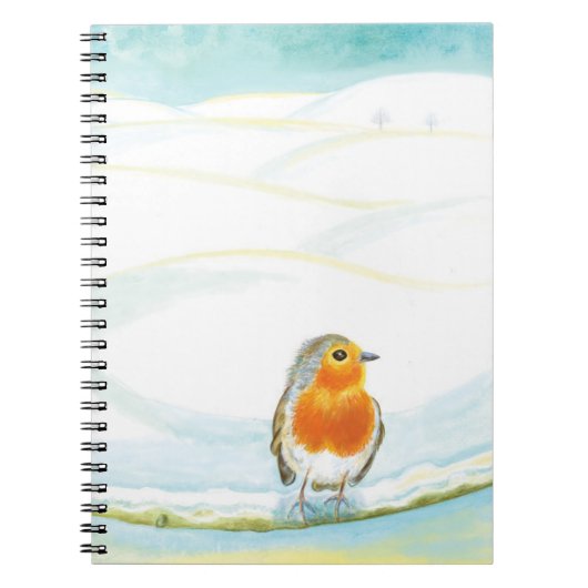 Carnet Illustration White Winter Landscape Avec Robin (Devant)