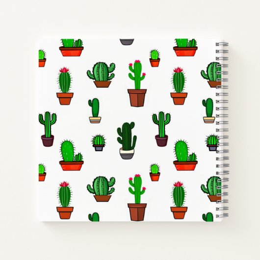 Carnet Illustrations de cactus mignons sur fond blanc (Dos)