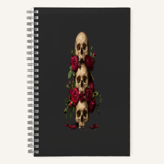 Carnet Illustrations de crânes gothiques en pixel art ave