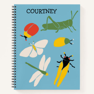Carnet Illustrations des insectes de bogues rétro person