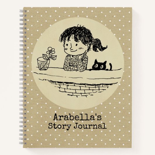Carnet Illustré Girl and Her Cat Write & Draw Story (Devant)