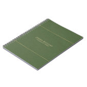 Carnet Image de texture de lin vert forêt avec cadre doré (Côté gauche)