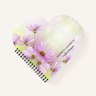 Carnet Image personnalisé & Fleurs roses aquarelle