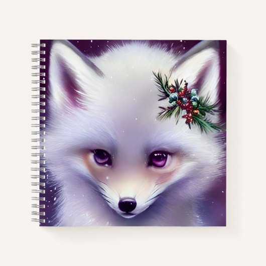 Carnet Imaginaire Blanc Renard bébé avec yeux lavande (Devant)