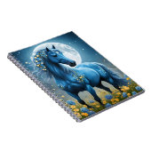Carnet Imaginaire Bleu Magique Cheval Lune Fleurs, (Côté Droit)