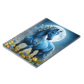Carnet Imaginaire Bleu Magique Cheval Lune Fleurs, (Côté gauche)