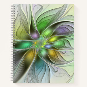 Carnet Imaginaire coloré Fleur moderne Abstrait Fractal