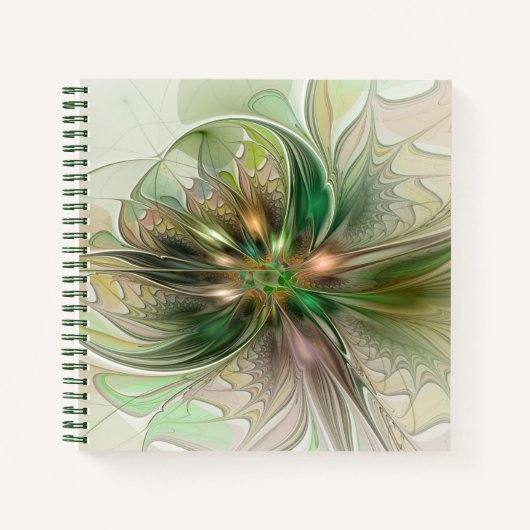 Carnet Imaginaire coloré Moderne Fleur Fractale Abstraite (Devant)