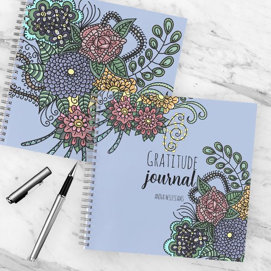 Carnet Imaginaire Doodle Flowers sur Purple Gratitude Jou