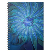Carnet Imaginaire Fleur Bleue Motif, Art Fractal Abstrait (Devant)