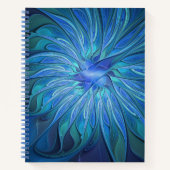 Carnet Imaginaire Fleur Bleue Motif, Art Fractal Abstrait (Devant)