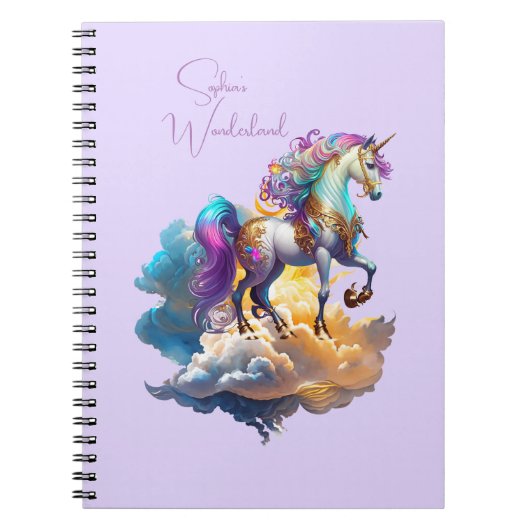 Carnet Imaginaire magique Unicorne Nuages Romance Anniver (Devant)