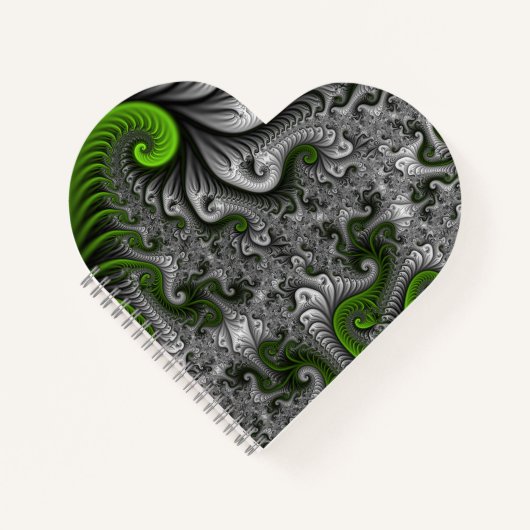 Carnet Imaginaire Monde Vert Et Gris Art Fractal Abstrait (Devant)