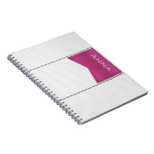 Carnet Imitation cuir blanc, veines, label rose (Côté Droit)