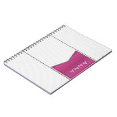 Carnet Imitation cuir blanc, veines, label rose (Côté gauche)