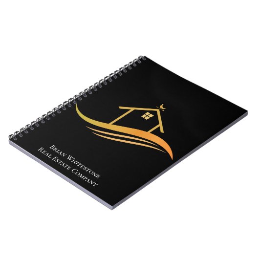 Carnet Immobilier Chic Black Gold House Custom Realtor (Côté gauche)
