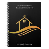 Carnet Immobilier Chic Noir Or Personnalisé Réalisateur (Devant)