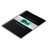 Carnet Immobilier Clé Luxueux Turquoise et Noir Brillants (Côté gauche)