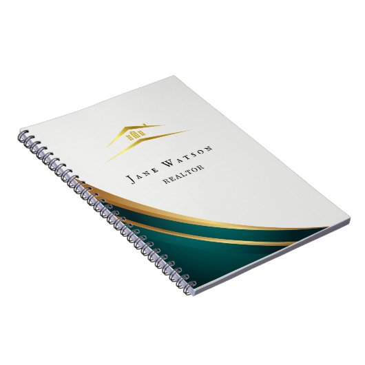Carnet Immobilier Vert et Doré Moderne (Côté Droit)