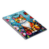 Carnet Impasto Cat, Flowers & Butterfly Personalized (Côté Droit)