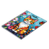Carnet Impasto Cat, Flowers & Butterfly Personalized (Côté gauche)