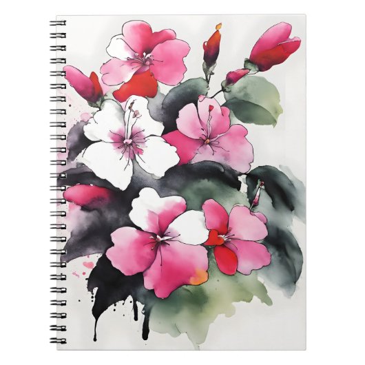 Carnet Impatiens - Fleurs aquarelles (Devant)