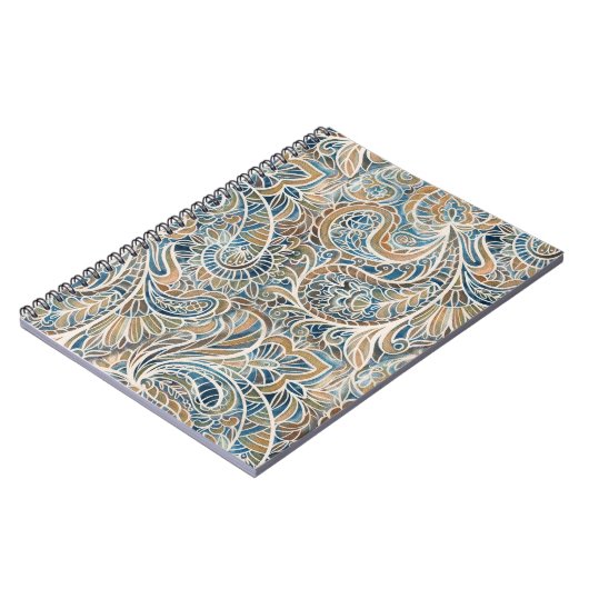 Carnet Impression à main Paisley multicolore (Côté gauche)