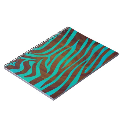 Carnet Impression Brown et Turquoise Zebra (Côté gauche)