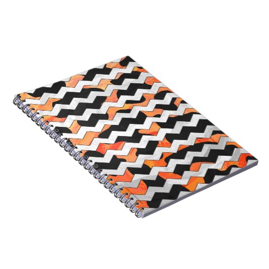 Carnet Impression Chevron noir et orange de vache (Côté Droit)