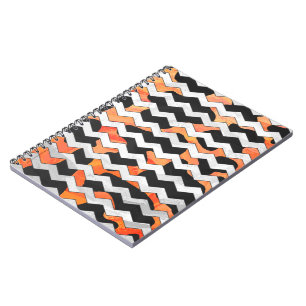 Carnet Impression Chevron noir et orange de vache