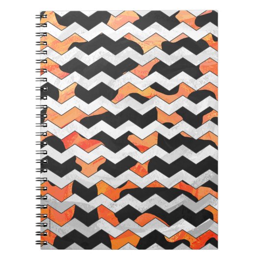 Carnet Impression Chevron noir et orange de vache (Devant)
