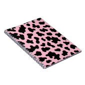 Carnet Impression cuir de vache noir et rose (Côté Droit)