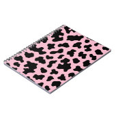 Carnet Impression cuir de vache noir et rose (Côté gauche)
