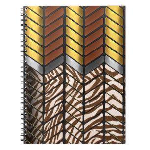 Carnet Impression d'animal de tigre blanc chevron zigzag