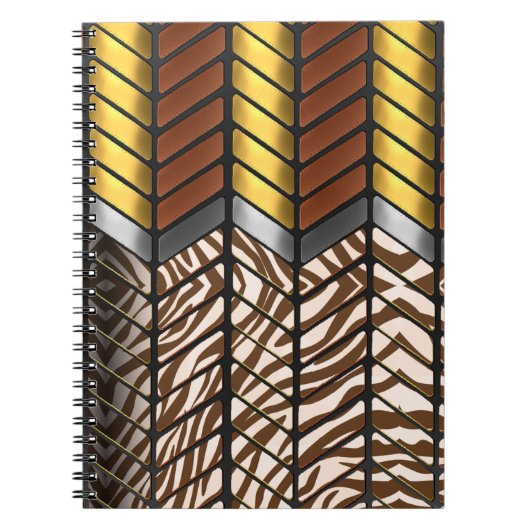 Carnet Impression d'animal de tigre blanc chevron zigzag (Devant)