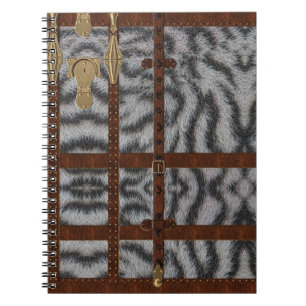 Carnet Impression d'animal de tigre blanc tribal en cuir