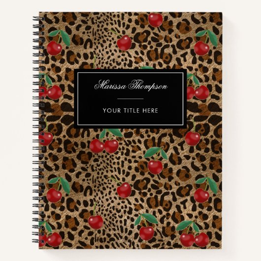 Carnet Impression d'animal Léopard Guépard à motif Cerise (Devant)