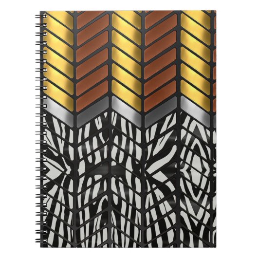 Carnet Impression d'animal zèbre à chevron zigzag moderne (Devant)