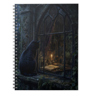 Carnet Impression d'art botanique sombre de chat noir got