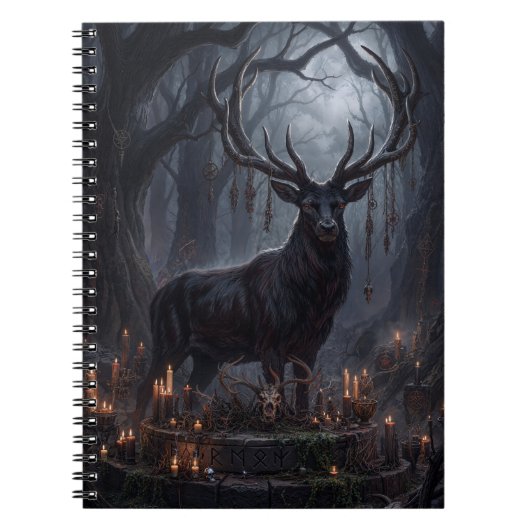 Carnet Impression d'art de cerf gothique forêt sombre (Devant)