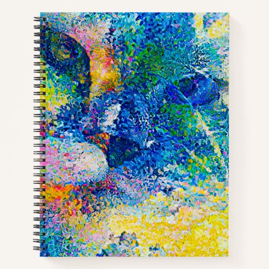 Carnet Impression d'art de chat abstrait vibrant (Devant)