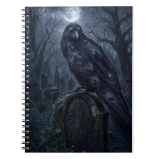 Carnet Impression d'art de corbeau gothique sombre au cla
