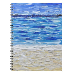 Carnet Impression d'art de plage à texture bleue