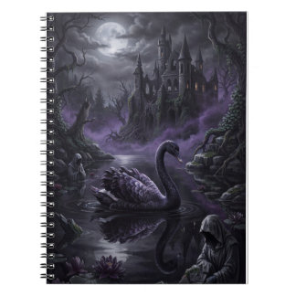 Carnet Impression d'art du lac sombre au cygne noir gothi