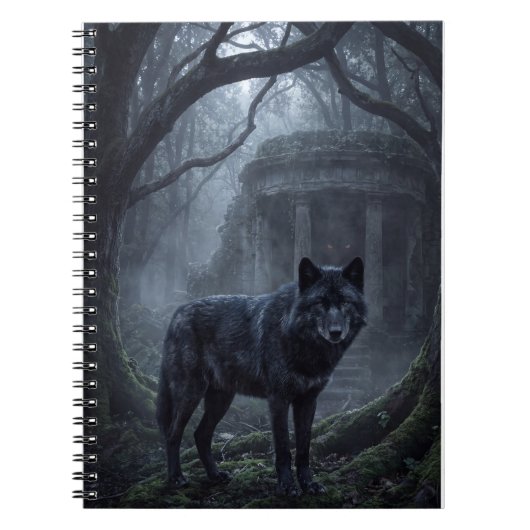 Carnet Impression d'art Loup gothique Forêt sombre (Devant)